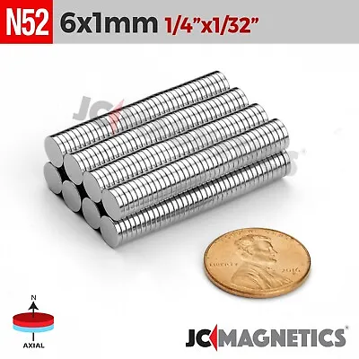 6mm X 1mm N52 Rare Earth Neodymium Small Thin Magnet Round Discs 6x1mm • $14