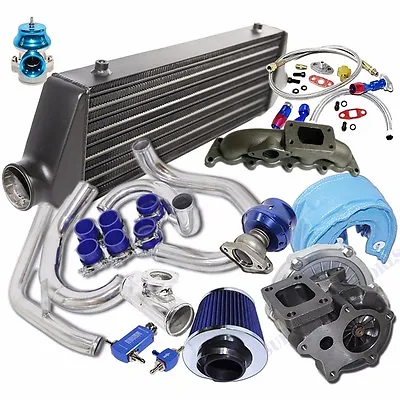 Turbo Kit T3/T4 Turbo + Black Intercooler For 00-05 Volkswagen Golf/ Jetta 1.8T • $785