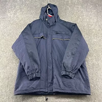 Parka Mens 2XL Blue Rain Coat Lined Shell Hooded Nylon Taped Seams Workwear • $14.95