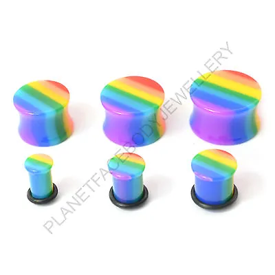 £2.69 • Buy Rainbow Gay Pride Single Double Flare Ear Plug Stretcher Flesh Tunnel Expander