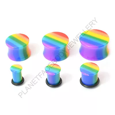 £2.69 • Buy Rainbow Gay Pride Single Double Flare Ear Plug Stretcher Flesh Tunnel Expander