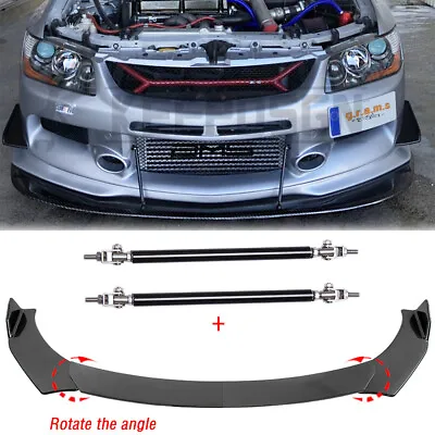 $119.11 • Buy Carbon Fiber Front Bumper Lip Body Kit + Strut Rods For Mitsubishi Lancer EVO