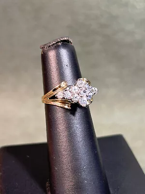 Vintage Diamond And 14k Gold Cluster Ring - Size 6 • $695