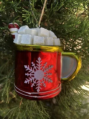 Pottery Barn Mercury Glass Hot Chocolate Mug Ornament Decor Christmas Holiday • $32.95