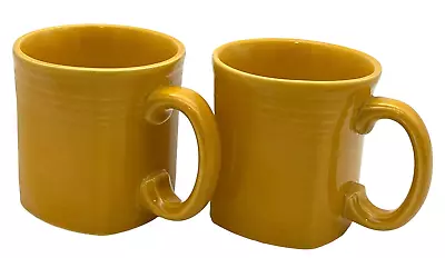 Set Of (2) Fiesta Vintage Homer Laughlin Co. D Handled Square Bottom Mugs Yellow • $35.99