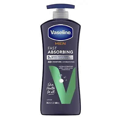 Vaseline Men Fast Absorbing Non Greasy Body Face And Hand Lotion 20.3 Fl Oz • $9.80