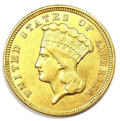 1856 Three Dollar Indian Gold Coin $3 - Choice AU Details - Rare Coin! • $1391.75