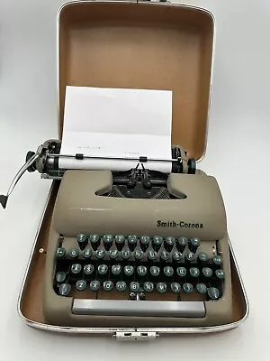 Vintage Smith Corona Sterling Green Key Manual Portable Typewriter W/ Case Works • $74.79