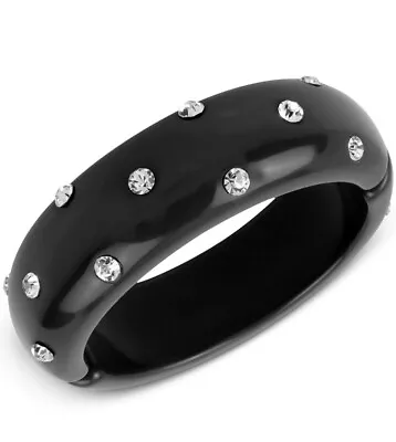 $29 Nwt Iris Meets I.n.c Black Crystal Studded Hinged Bangle Bracelet- Jc309 • $19.99