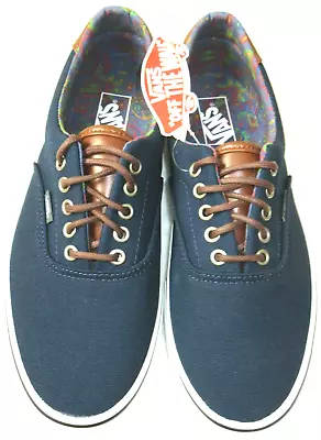 Vans Men's Era 59 C&L Dress Blues Paisley Canvas Leather Shoes Size 9.5 NIB • $59.99