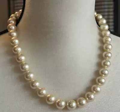 Vintage Majorica 12mm Faux Pearl Gold Vermeil Sterling Silver Necklace 20  Long • $124.99