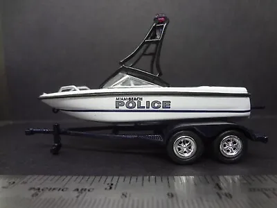 1:64 Scale Boat On Trailer Miami Beach Police - Diorama Piece - 1:64 Loose New • $8.99