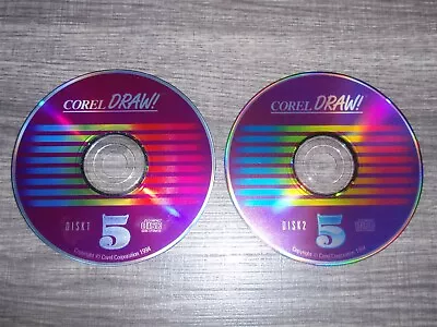 Corel Draw 5 PC CD-ROM 2-disc Set 1994 CorelDRAW Vector Software For Windows 3.1 • $18