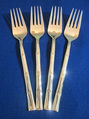 SET 4 SALAD FORKS! Vintage COSMOS Stainless: CSM52 GOLD BAMBOO Pattern: EXC • $30