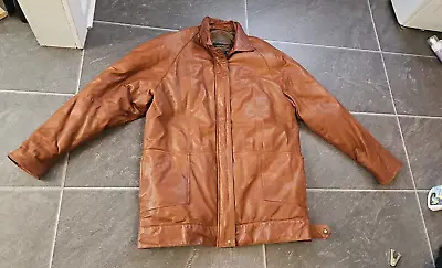 Vtg Eddier Bauer Men's Goose Down Leather  Jacket Coat Sz L • $179.99
