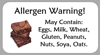 X65 Mini Allergen Brownie Cake Bar Warning Stickers Food Allergy Content Labels • £2.70