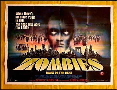 ZOMBIES DAWN OF THE DEAD  1980  ORIGINAL  UK QUAD Poster  40  X 30'' • £499