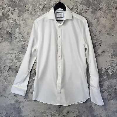 Charles Tyrwhitt Mens White Shirt 16  Slim Fit French Cuff 35  Sleeve • £21.95