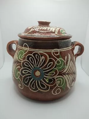 Traditional Tlaquepaque Ollas De Barro Mexican Red Clay Bean Pot Vintage Folk • $49