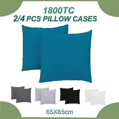 2024 NEW 1800TC Ultra Soft 2/4PCS European Pillow Cases 65cm X 65cm Five Colors • $14.99