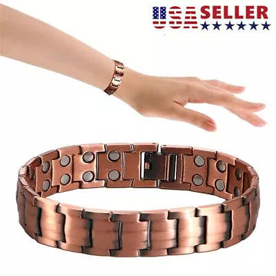 Men's Bracelet Magnetic Therapy Arthritis Pain Relief Pure Solid Copper Bangle • $8.81