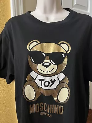 MOSCHINO SWIM Teddy Bear Women Oversized Black T- Shirt W/Original Tags ~ Size M • $79