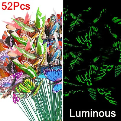 52Pcs Luminous Butterfly Stakes Ornaments Outdoor Garden Yard Patio Decoration • £5.99