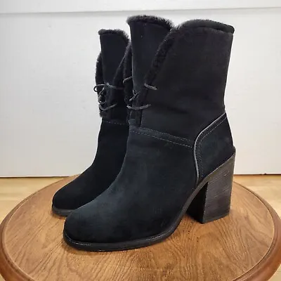 UGG Jerene Women’s Size 8 Black Heel Winter Booties 1098313 • $40