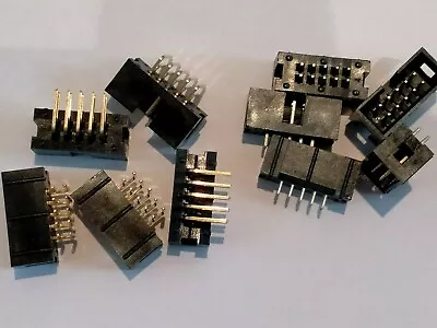 IDC Straight Or Right Angle  Pin Boxed PCB Header Connectors 2.54mm - 10  Ways • £2.45