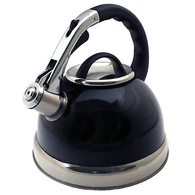 Whistling Kettle 3.5L Stovetop Black Stainless Steel Gas Electric Induction Hobs • £19.99
