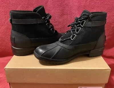 Ugg Greda Black Leather/ Wool Waterproof Duck Boots Women Us 9/ Eur 40 ~new • $99.99