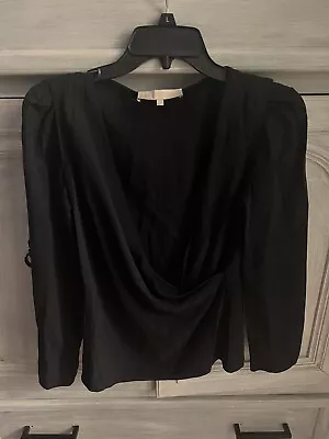 Vanessa Bruno Black Draped Faux Wrap Blouse • $29.99