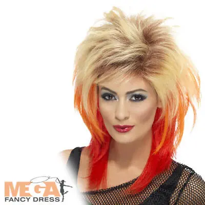 80s Mullet Wig Ladies Fancy Dress 1980s Punk Rock Cyndi Lauper Costume Accessory • £11.49