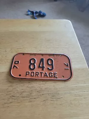 Vintage Bicycle License Plate. Portage Wisconsin. 1970 -1971. # 849. • $12