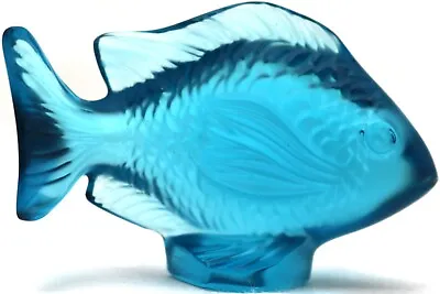 Elegant LALIQUE France Crystal Aqua Green DAMSEL FISH Art Glass Sculpture BOXED • £160.58