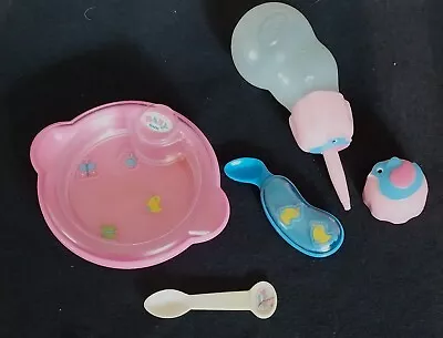 Vintage BABY BORN Doll Accessories Bowl Bottle Spoons ZAPF • $30