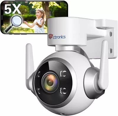 Ctronics 5X Zoom Optical Security Camera Outdoor WiFi 2.4/5GHz PTZ Home Camera • $35.99