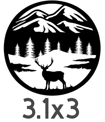 Mountain With Trees And Elk (Black Temporary Vinyl Sticker) 3.1 X3  • £5.68