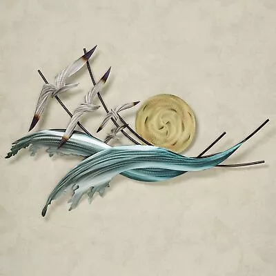 Wave Riders Seagull Handcrafted Hanging Coastal Ocean Metal Wall Sculpture Decor • $389