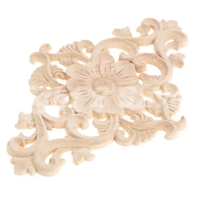 $7.36 • Buy Unpainted Woodcarved Corner Onlay Applique Floral Frame Furniture Decoration 1pc