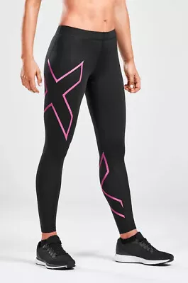 2XU Black Pink Compression Tights Gym Yoga Running Tights Size M (12) • $29.98