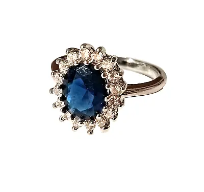 Kate Middleton Silver Plated Sapphire & Cubic Zirconia Ring7 • £16.41