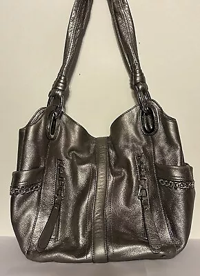 B Makowsky Pewter Alice Shopper 11 Pockets Chain Detail • $30