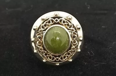 Vintage Sterling Silver Chunky Green Jadeite Like Green Stone Ring 925 Silver 1  • $59.99