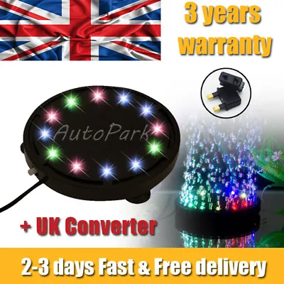 £12.22 • Buy 12 LED Submersible Bubble Light Air Stone For Aquarium Fish Tank Pump Curtain UK