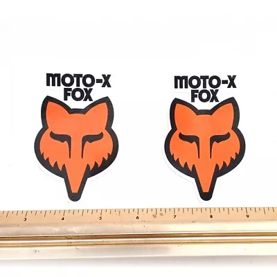 2x Repo MOTO-X FOX Head Decal Motocross AHRMA Suzuki Yamaha RM Sticker MX (105) • $11.95