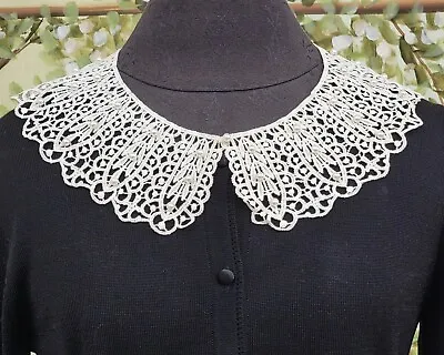 Victorian Trading Co Emma Grace Pearl And Lace Peter Pan Collar Ivory 30S • $24.95