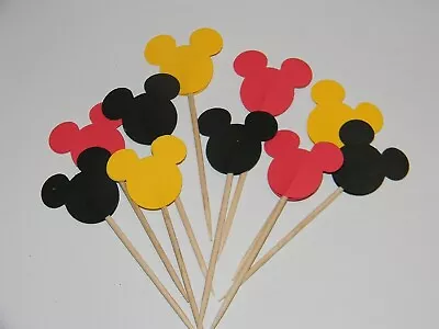 Mickey & Minnie Mouse Cup Cake Toppers & Food Picks Decorations Set Of 30 New • $5