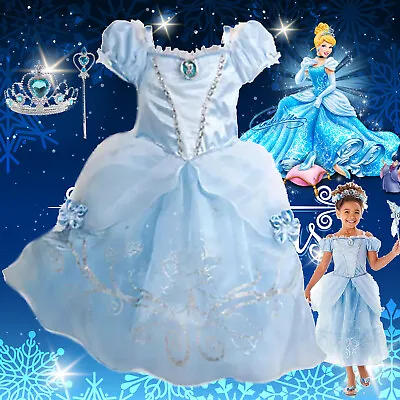 Cinderella Princess Christmas Birthday Fancy Dress Up Party Costume Girls Gift • £7.99