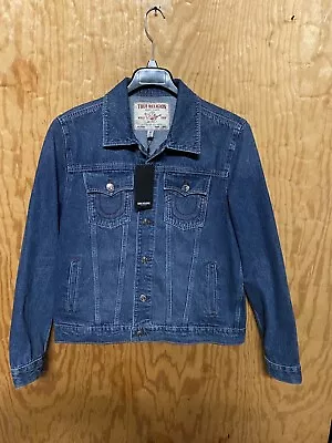 New True Religion Men's Jesse Sn Trucker Blue Jean Jacket Size M $159 • $45